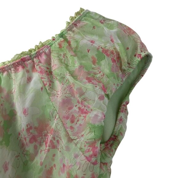 VTG Jody California Women's 9/10 Floral Green Midi Dress Cap Sleeves Lace Trim - Picture 13 of 16